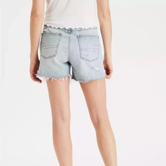 American Eagle Destroyed 90’s Rigid Boyfriend Denim Shorts  - Sz 0 - Picture 4 of 8